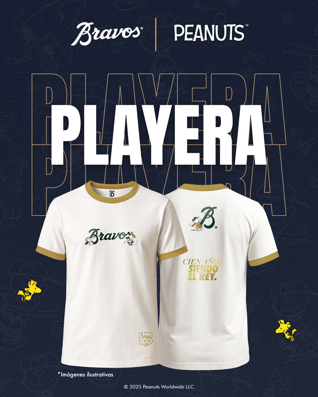 Playera Bravos X Peanuts - White