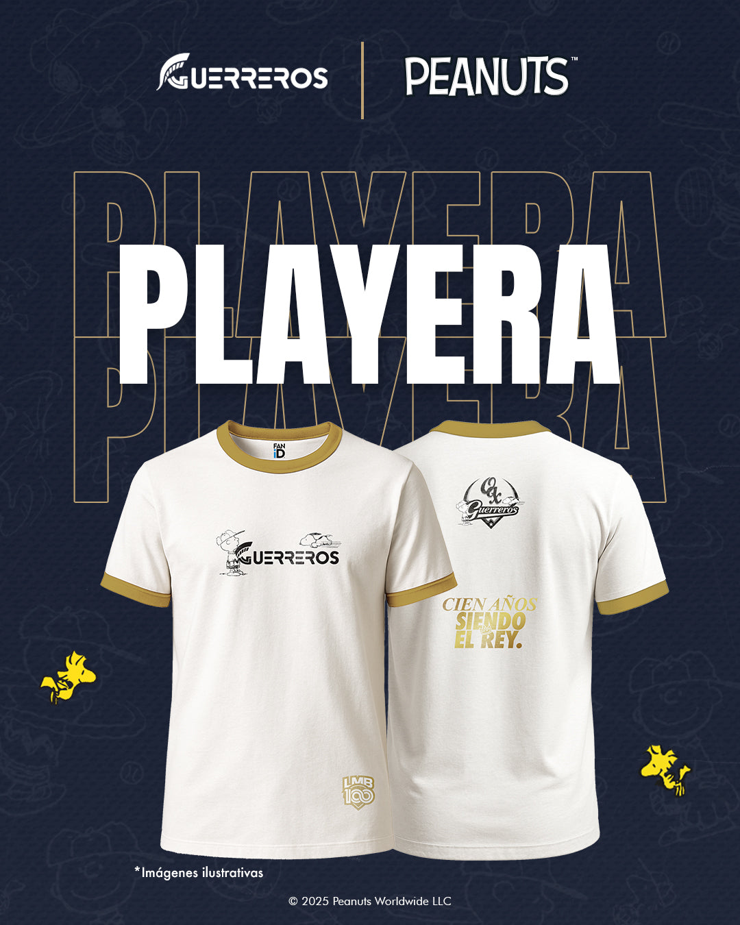 Playera Guerreros X Peanuts - White