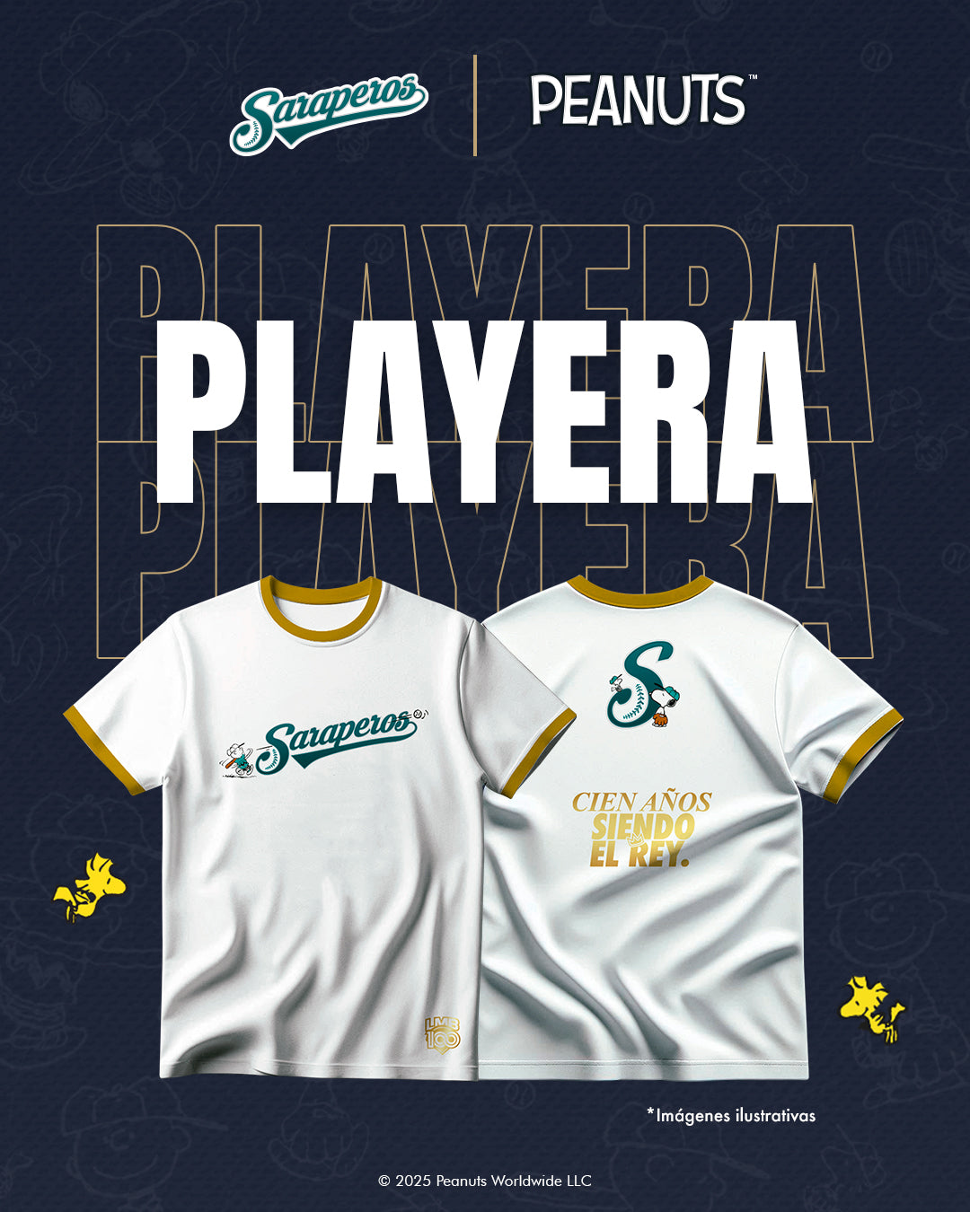 Playera Saraperos X Peanuts - White