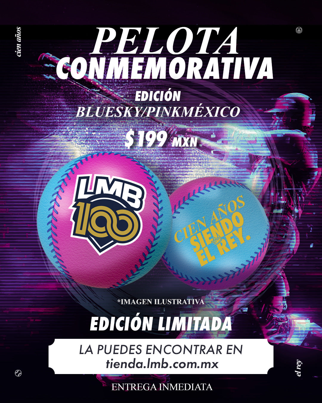 Pelota conmemorativa del Centenario de la LMB Edición BLUESKY / PINKMÉXICO