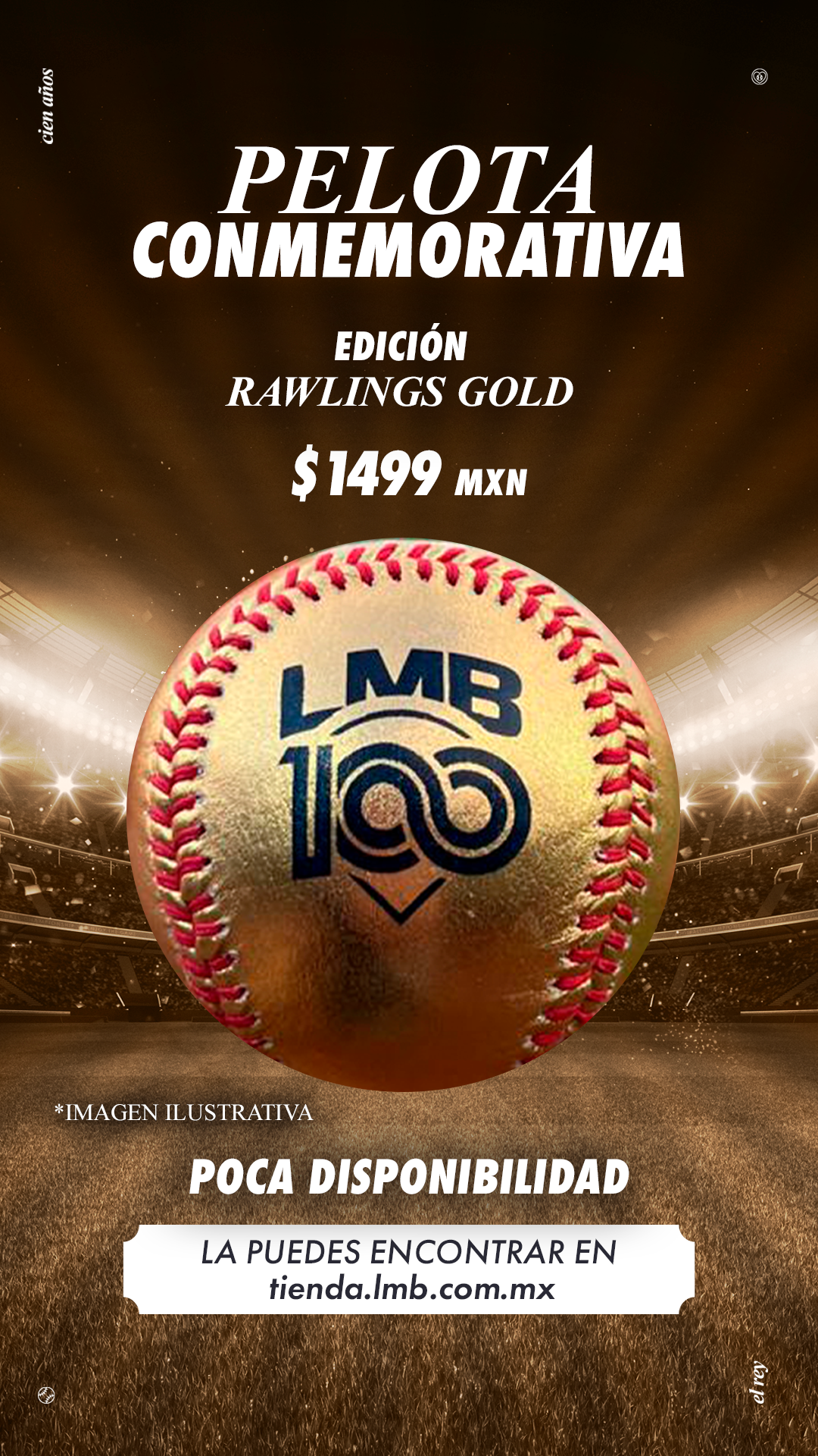 Pelota Conmemorativa Rawlings Gold / LMB 100 años