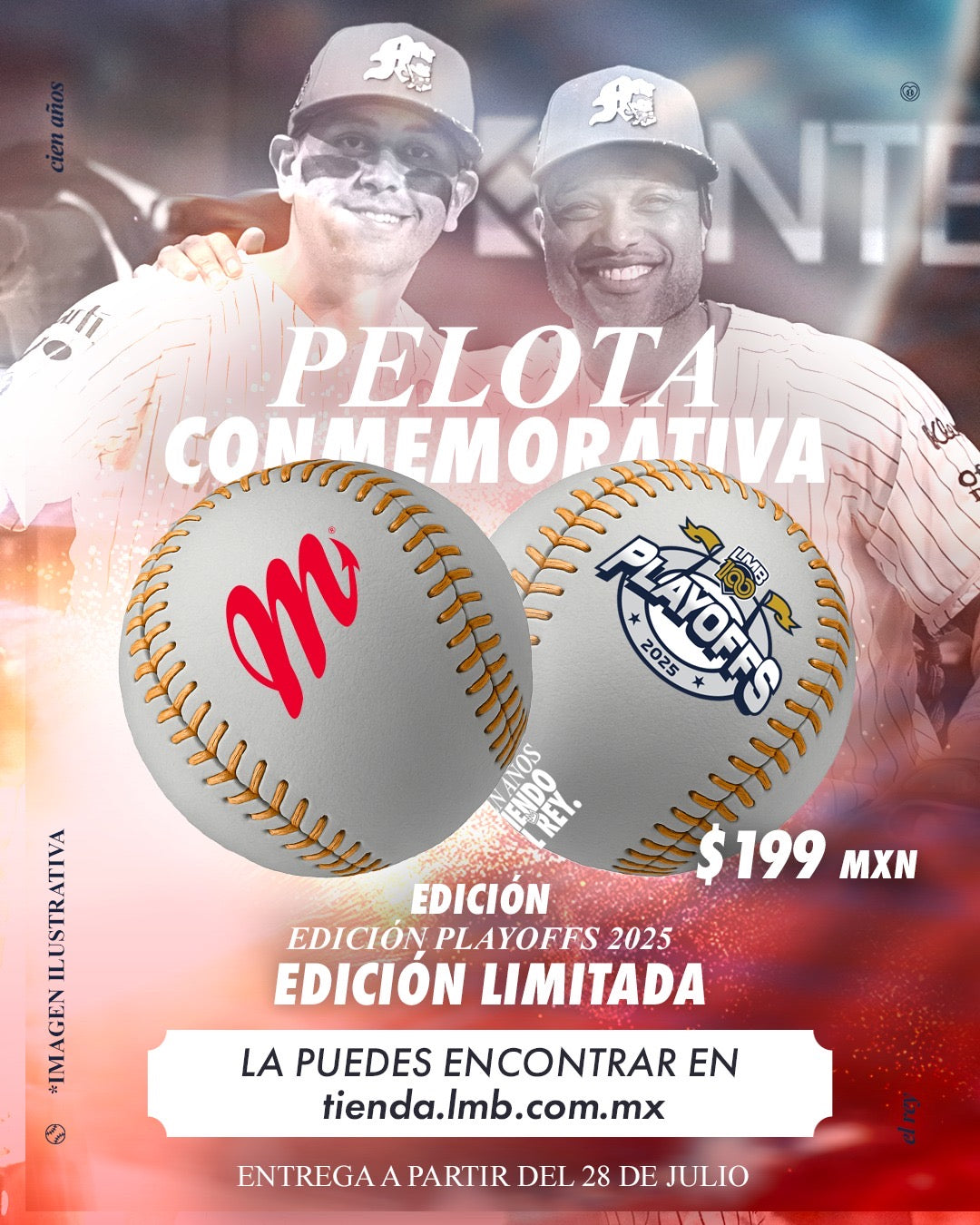 Pelota Conmemorativa Playoffs 2025 / Diablos Rojos del México