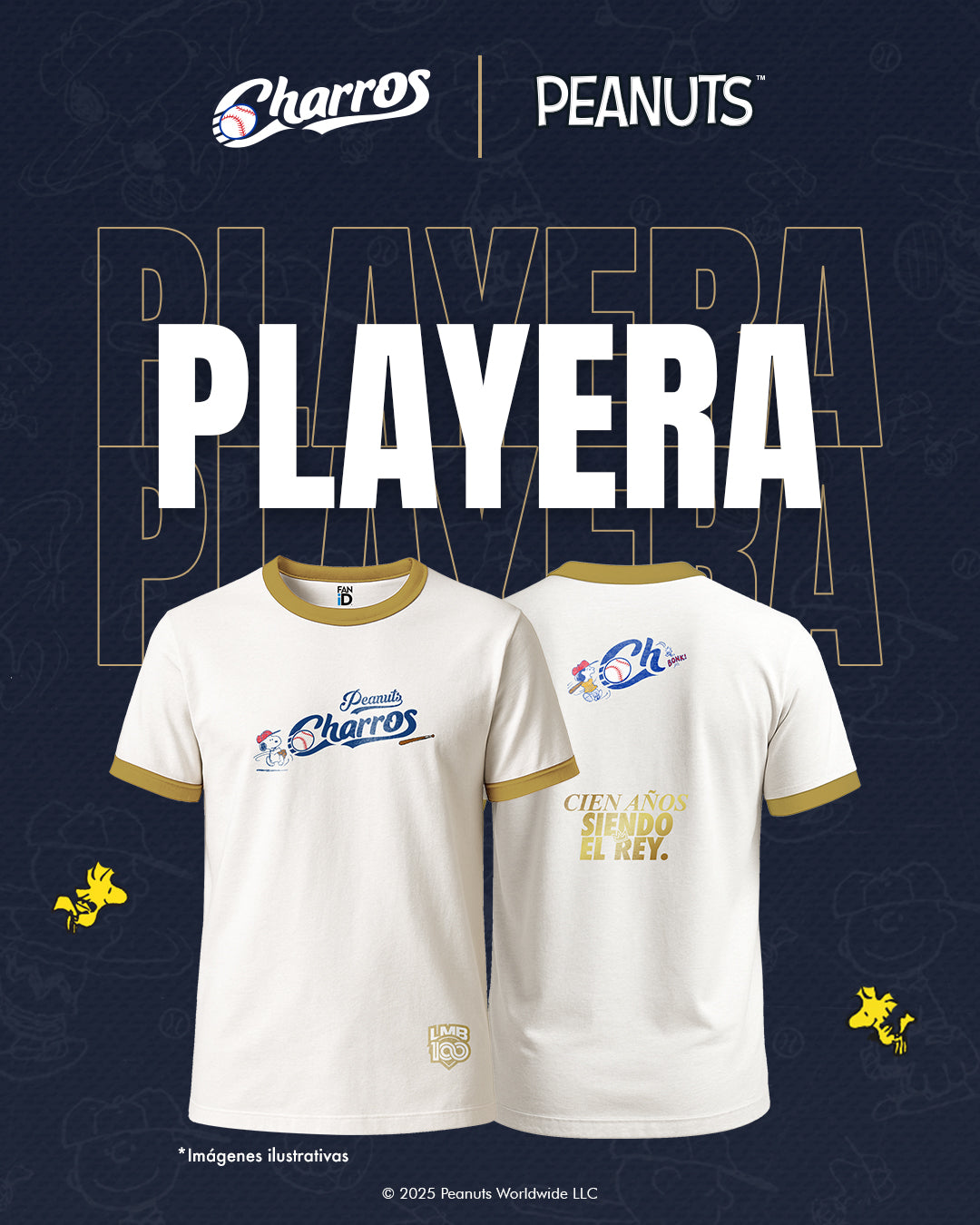 Playera Charros X Peanuts - White