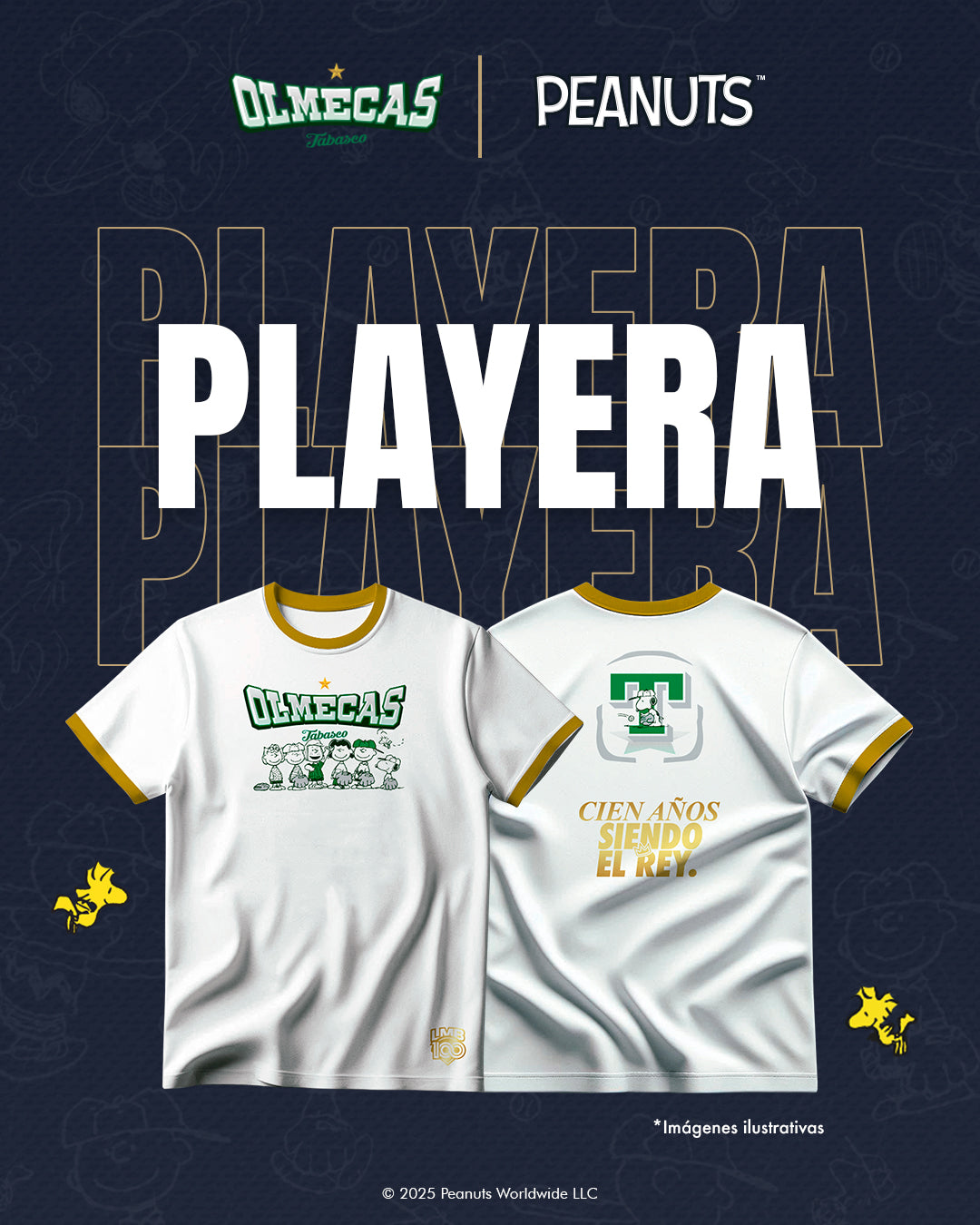 Playera Olmecas X Peanuts - White