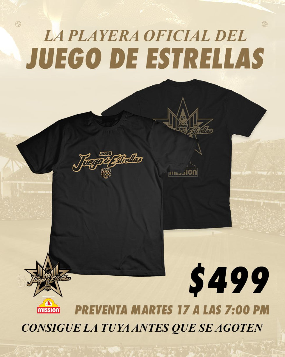 Playera Negra Edición Juego de Estrellas 2025 Presentado por Mission