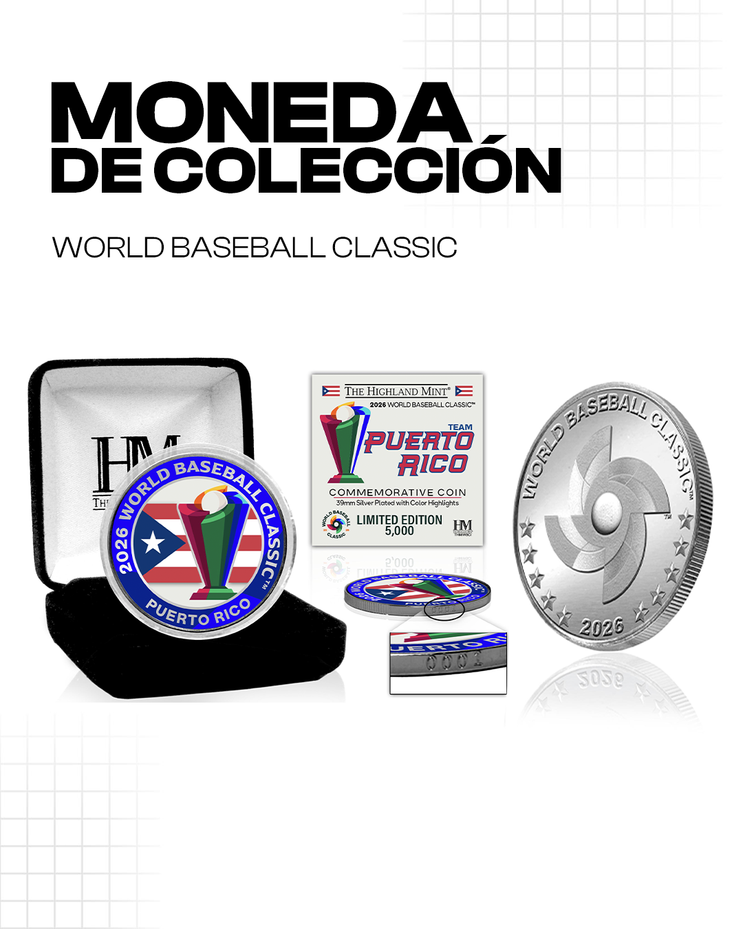 Moneda bañada en plata de Puerto Rico – Clásico Mundial de Béisbol 2026
