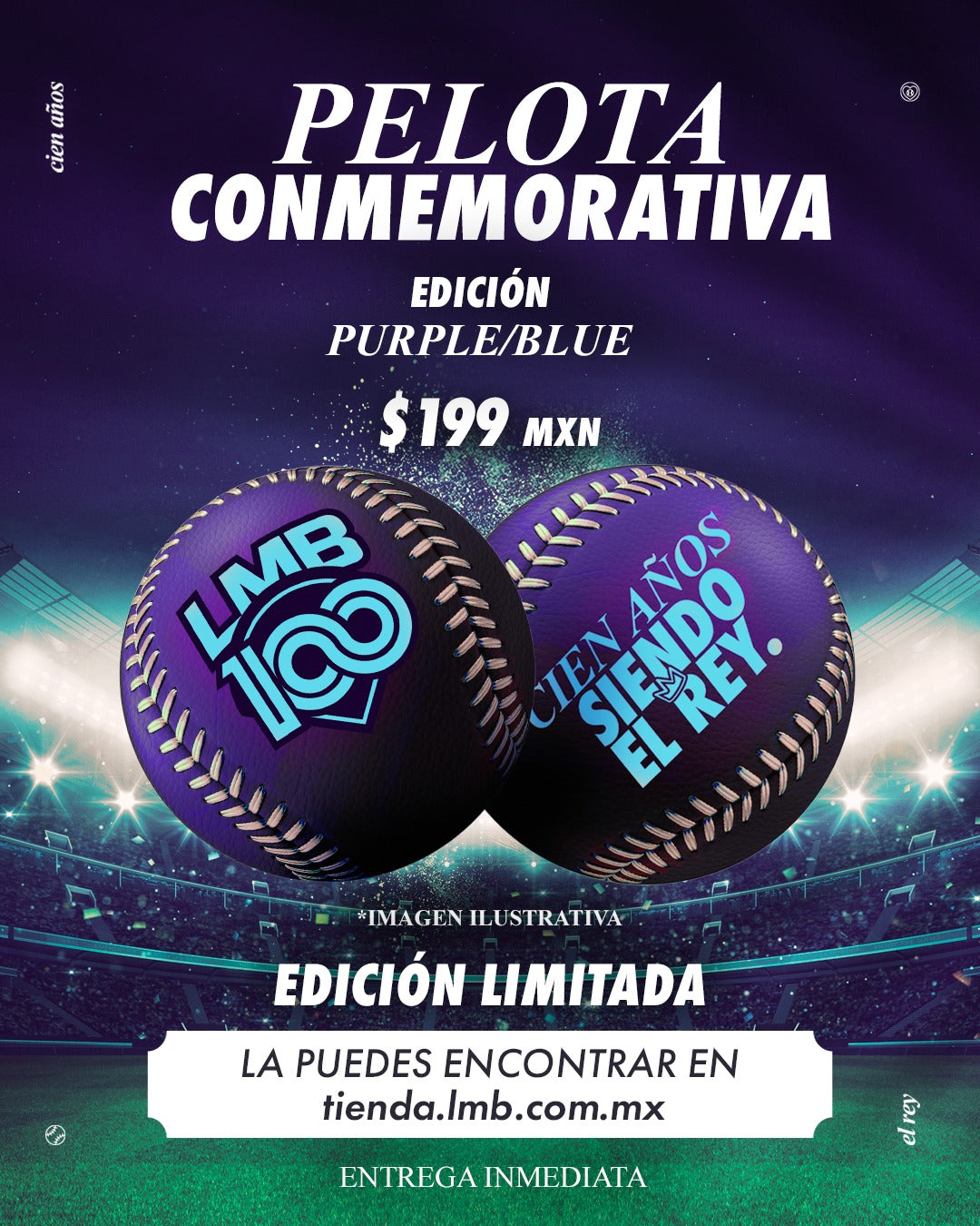 Pelota conmemorativa del Centenario de la LMB Edición PURPLE/BLUE